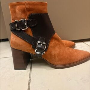 Tod's Brown Suede and Leather Ankle Boots
